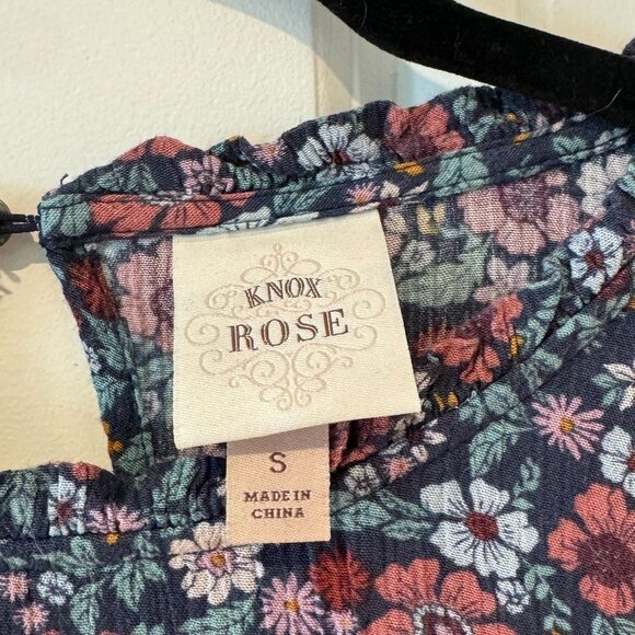 Knox Rose Long Sleeve Floral Baby Doll Dress -‎ Size Small - Picture 3 of 7